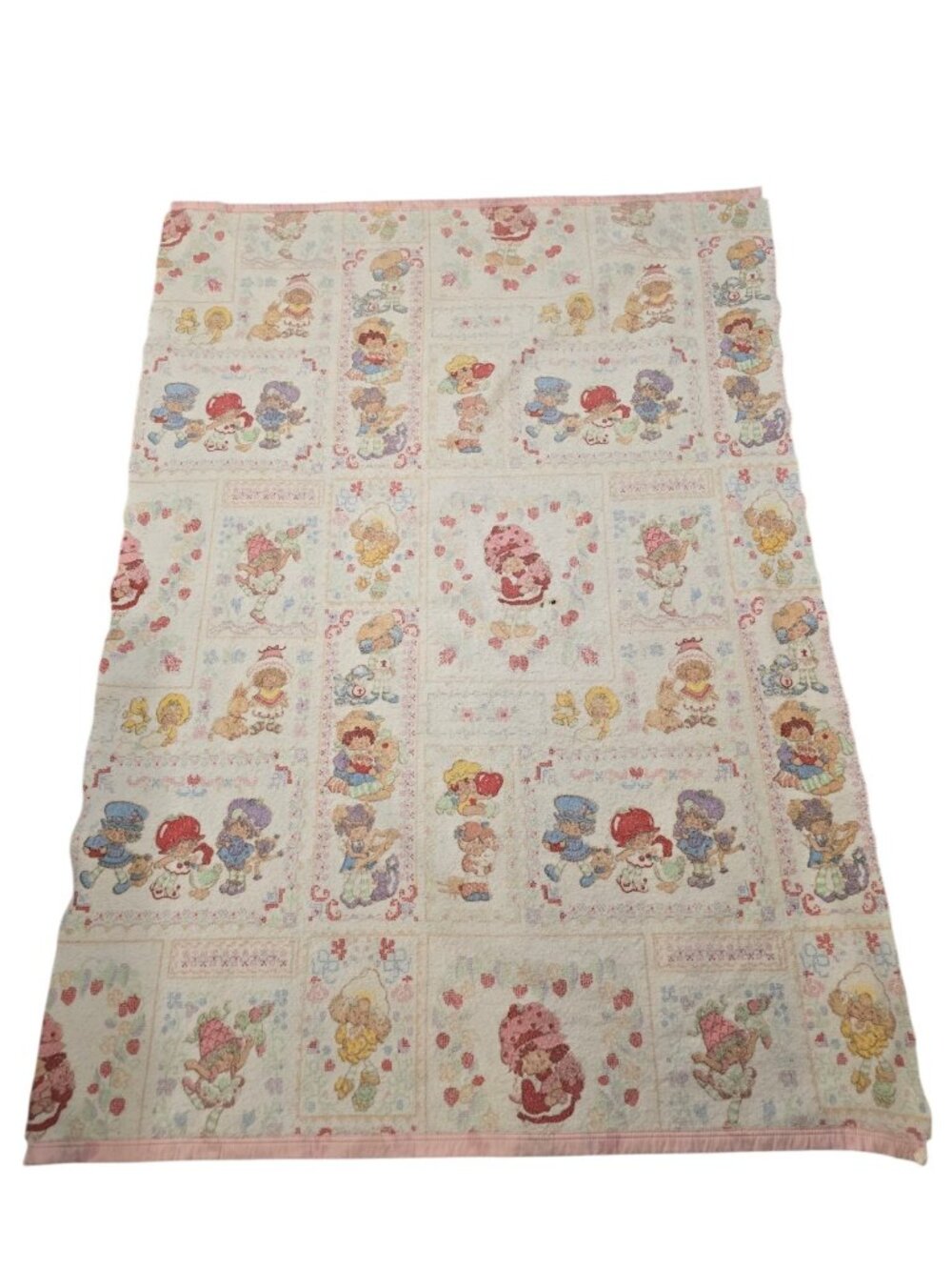 Vintage Strawberry Shortcake 100% Polyester Blanket 1980s- Well Used READ Info